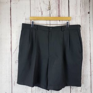 Perry Ellis America Casual Shorts Mens Size XL Pleat Front Cotton Black